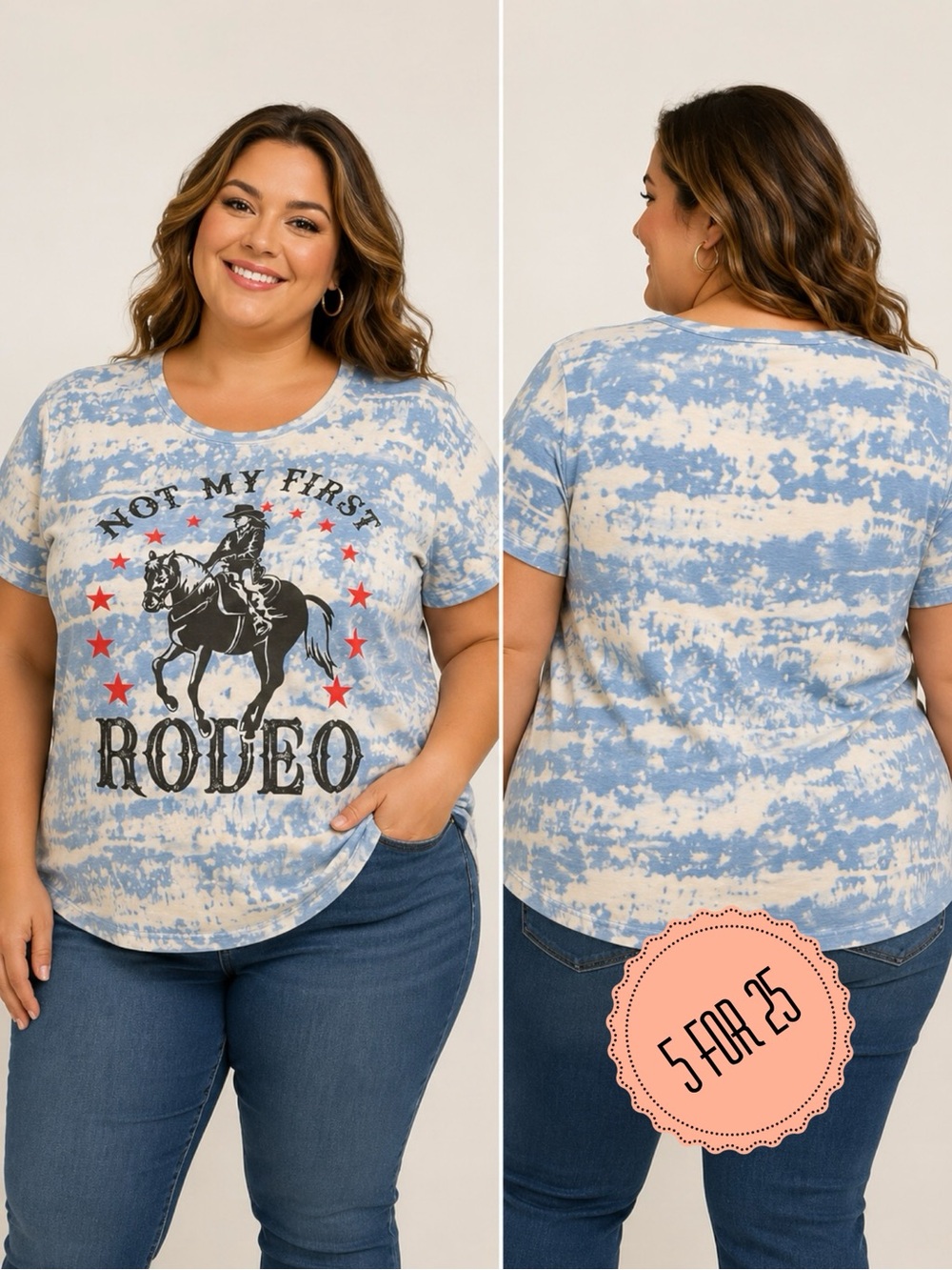 Wound Up XXL “Not My First Rodeo” Tie Dye Western Graphic Tee
